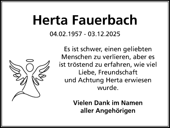 Traueranzeige von Herta Fauerbach von Wetterauer Zeitung