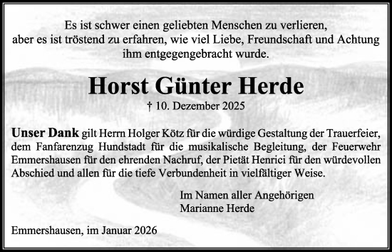 Traueranzeige von Horst Günter Herde von Usinger Anzeigenblatt