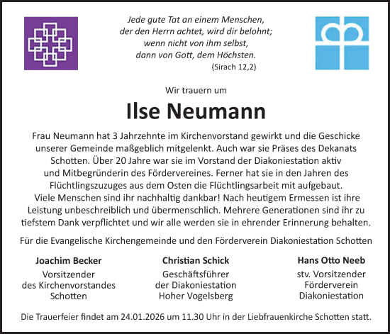 Traueranzeige von Ilse Neumann von Kreis-Anzeiger