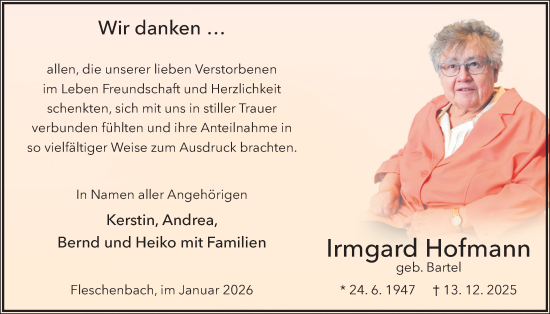 Traueranzeige von Irmgard Hofmann von Lauterbacher Anzeiger