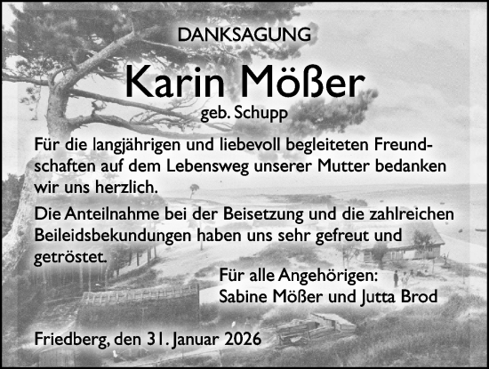 Traueranzeige von Karin Mößer von Wetterauer Zeitung