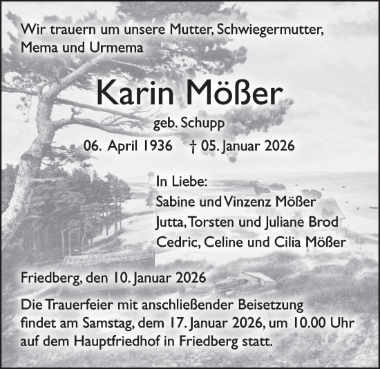Traueranzeige von Karin Mößer von Wetterauer Zeitung