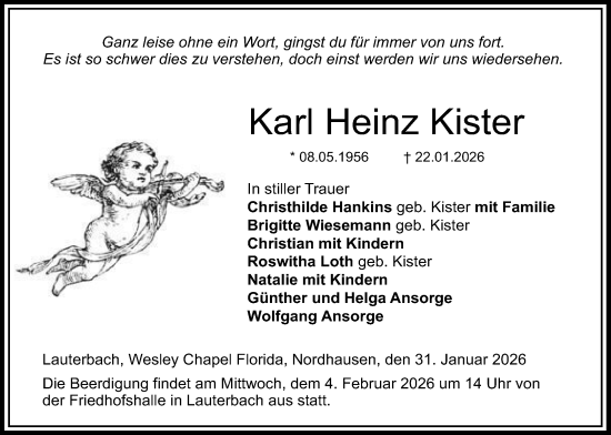 Traueranzeige von Karl Heinz Kister von Lauterbacher Anzeiger