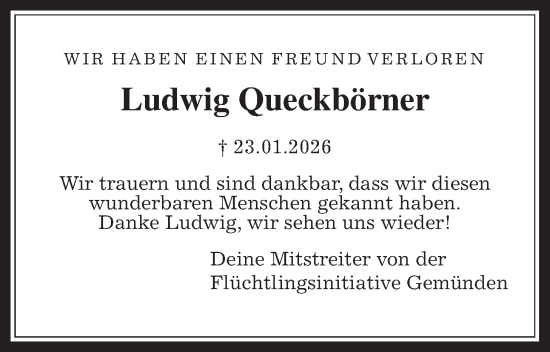 Traueranzeige von Ludwig Queckbörner von Alsfelder Allgemeine, Oberhessische Zeitung