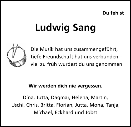 Traueranzeige von Ludwig Sang von Wetterauer Zeitung, Wetterauer Zeitung