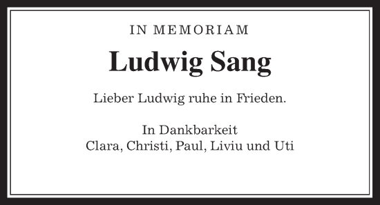 Traueranzeige von Ludwig Sang von Wetterauer Zeitung