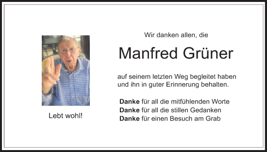 Traueranzeige von Manfred Grüner von Lauterbacher Anzeiger