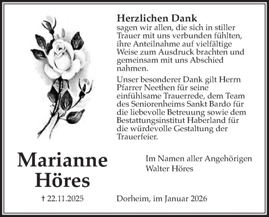 Traueranzeige von Marianne Höres von Wetterauer Zeitung
