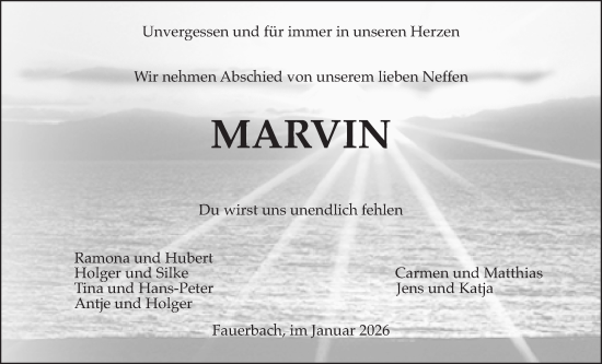 Traueranzeige von Marvin Uhl von Kreis-Anzeiger