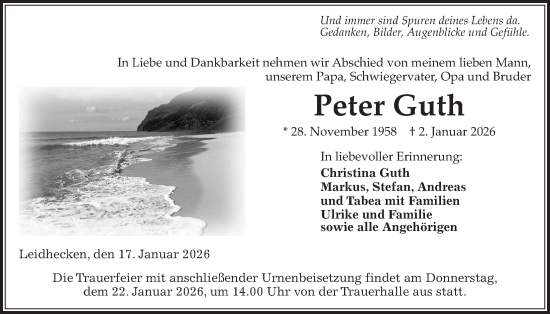 Traueranzeige von Peter Guth von Wetterauer Zeitung