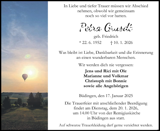 Traueranzeige von Petra Grusdt von Kreis-Anzeiger