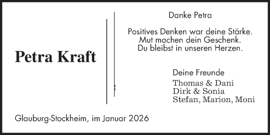 Traueranzeige von Petra Kraft von Kreis-Anzeiger