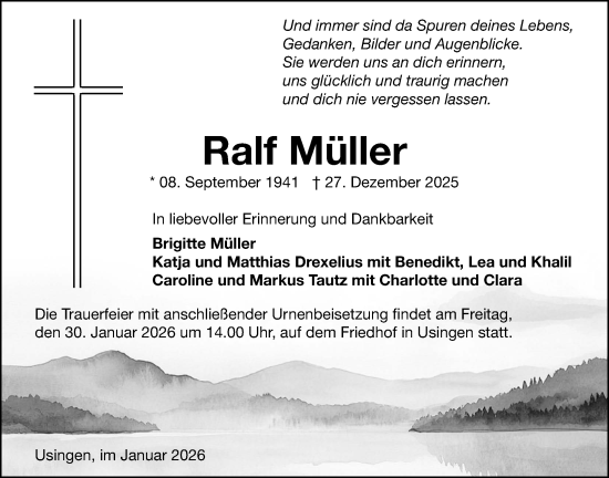 Traueranzeige von Ralf Müller von Usinger Anzeiger, Usinger Anzeigenblatt