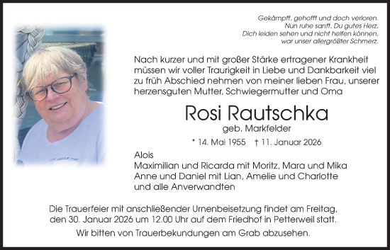 Traueranzeige von Rosi Rautschka von Bad Vilbel/Karben