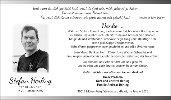 Traueranzeige von Stefan Herling von Butzbacher Zeitung, Wetterauer Zeitung, Giessener Allgemeine, Alsfelder Allgemeine