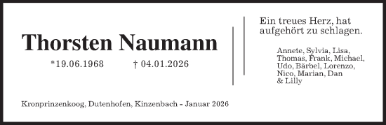 Traueranzeige von Thorsten Naumann von Giessener Anzeiger, Giessener Allgemeine, Alsfelder Allgemeine