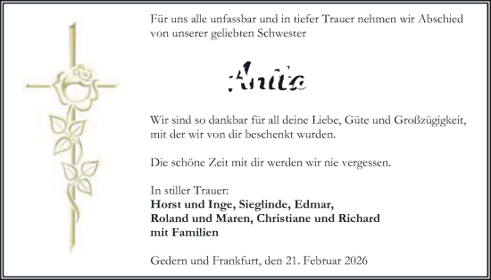Traueranzeige von Anita  von Kreis-Anzeiger