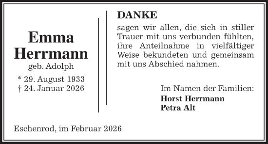 Traueranzeige von Emma Herrmann von Kreis-Anzeiger