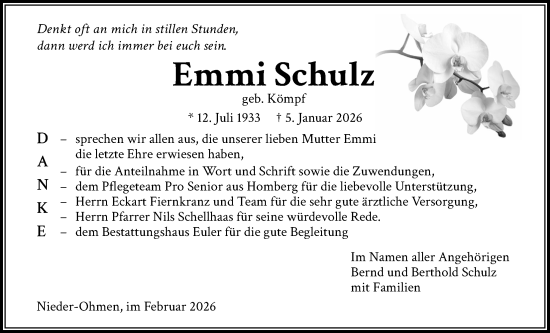 Traueranzeige von Emmi Schulz von Mücker Stimme