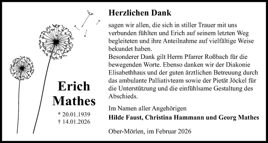 Traueranzeige von Erich Mathes von Wetterauer Zeitung