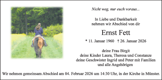 Traueranzeige von Ernst Fett von Butzbacher Zeitung