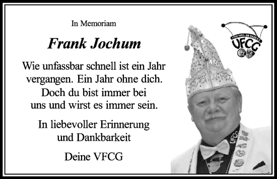 Traueranzeige von Frank Jochum von Wetterauer Zeitung