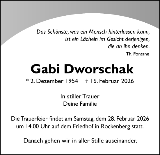 Traueranzeige von Gabi Dworschak von Butzbacher Zeitung