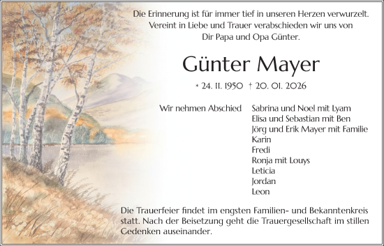 Traueranzeige von Günter Mayer von Giessener Allgemeine, Alsfelder Allgemeine, Giessener Anzeiger