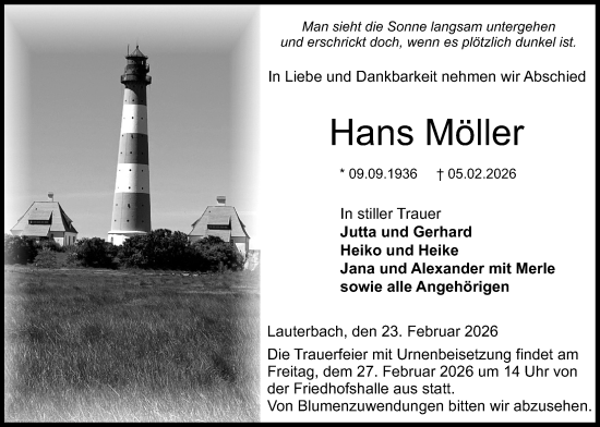 Traueranzeige von Hans Möller von Lauterbacher Anzeiger