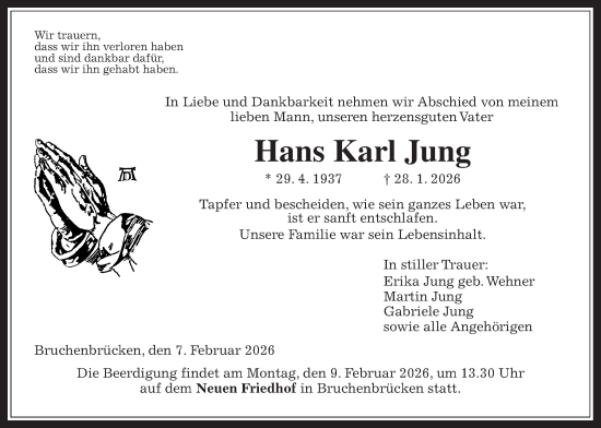 Traueranzeige von Hans Karl Jung von Wetterauer Zeitung