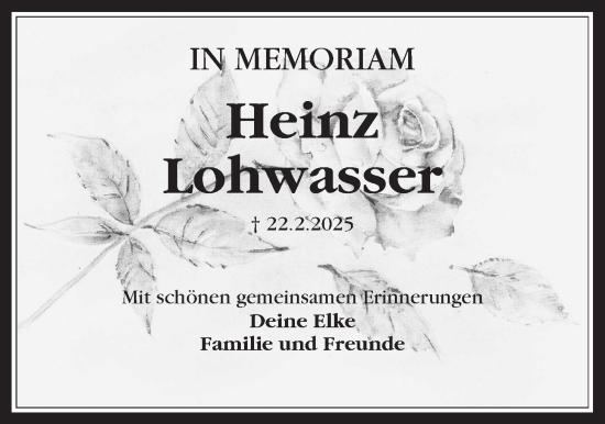 Traueranzeige von Heinz Lohwasser von Wetterauer Zeitung