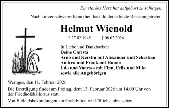 Traueranzeige von Helmut Wienold von Lauterbacher Anzeiger