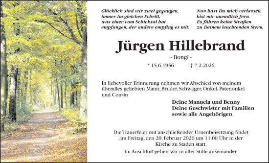 Traueranzeige von Jürgen Hillebrand von Wetterauer Zeitung