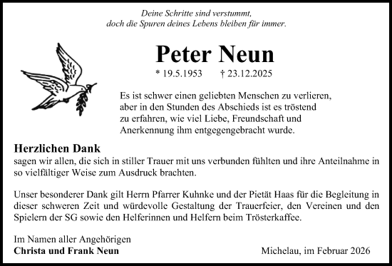 Traueranzeige von Peter Neun von Kreis-Anzeiger