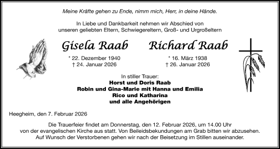 Traueranzeige von Richard Raab von Kreis-Anzeiger