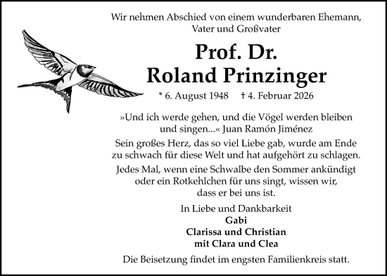 Traueranzeige von Roland Prinzinger von Bad Vilbel/Karben