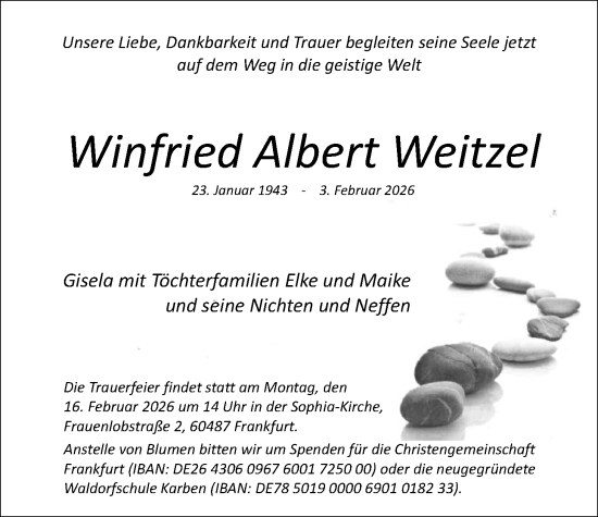 Traueranzeige von Winfried Albert von Bad Vilbel/Karben