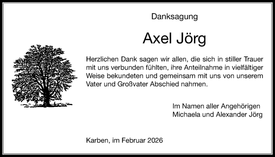 Traueranzeige von Axel Jörg von Bad Vilbel/Karben, Wetterauer Zeitung, Wetterauer Zeitung