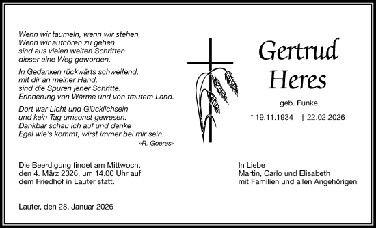 Traueranzeige von Gertrud Heres von Giessener Allgemeine, Alsfelder Allgemeine